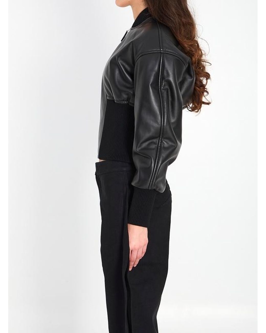 Alaïa Black Leather Bomber Jacket