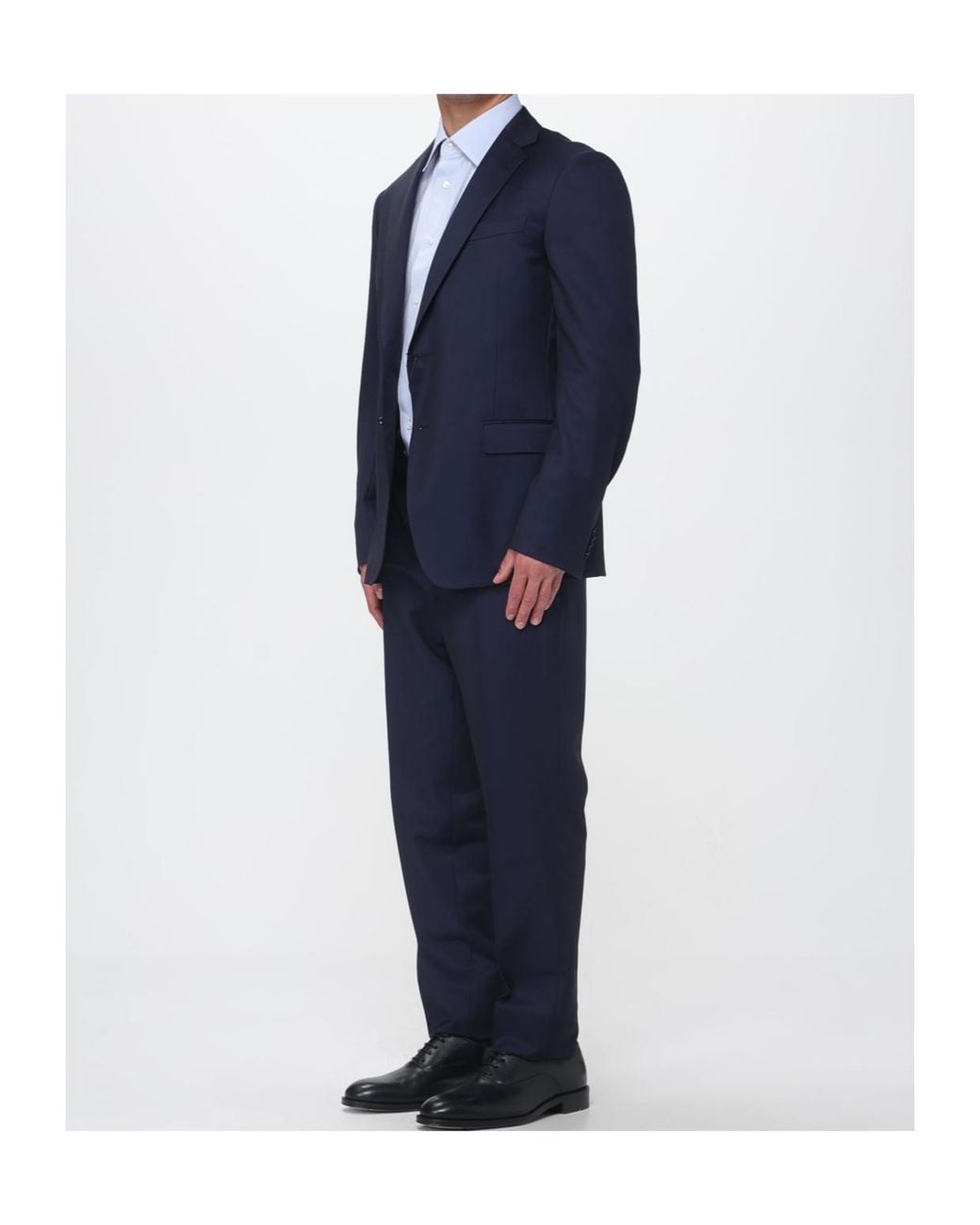Zegna Blue Long-Sleeved Suit Jacket And Trousers Two-Piece Set for men