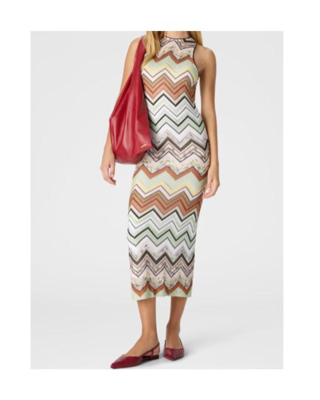 Missoni White Chevron Knit Midi Dress