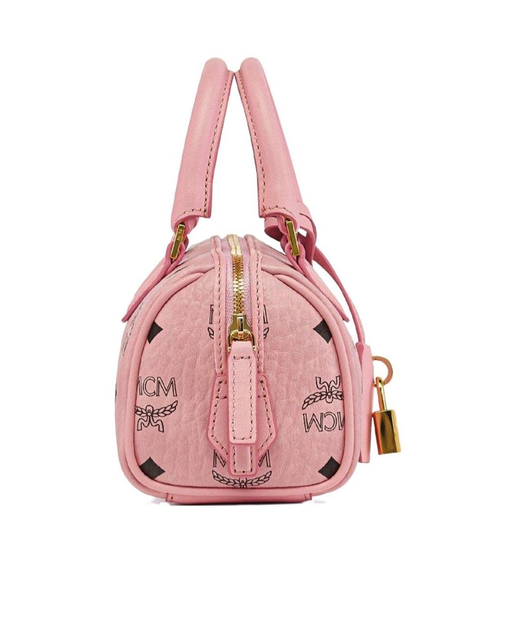 MCM Pink Mini Ella Padlock-Detail Tote Bag
