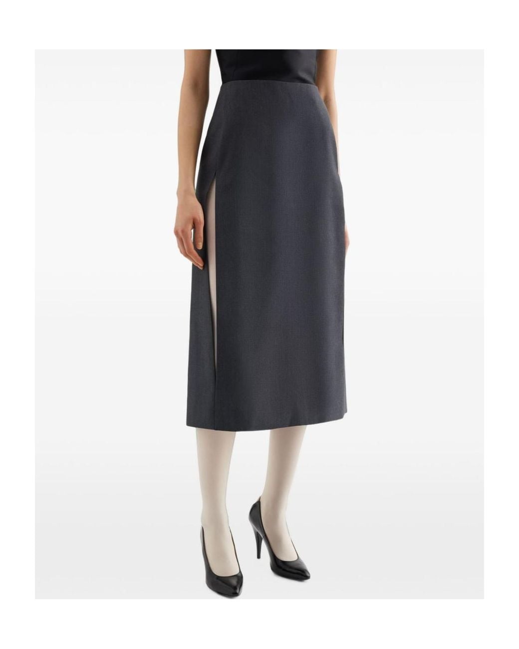 Jil Sander Gray Front Slit Maxi Skirt