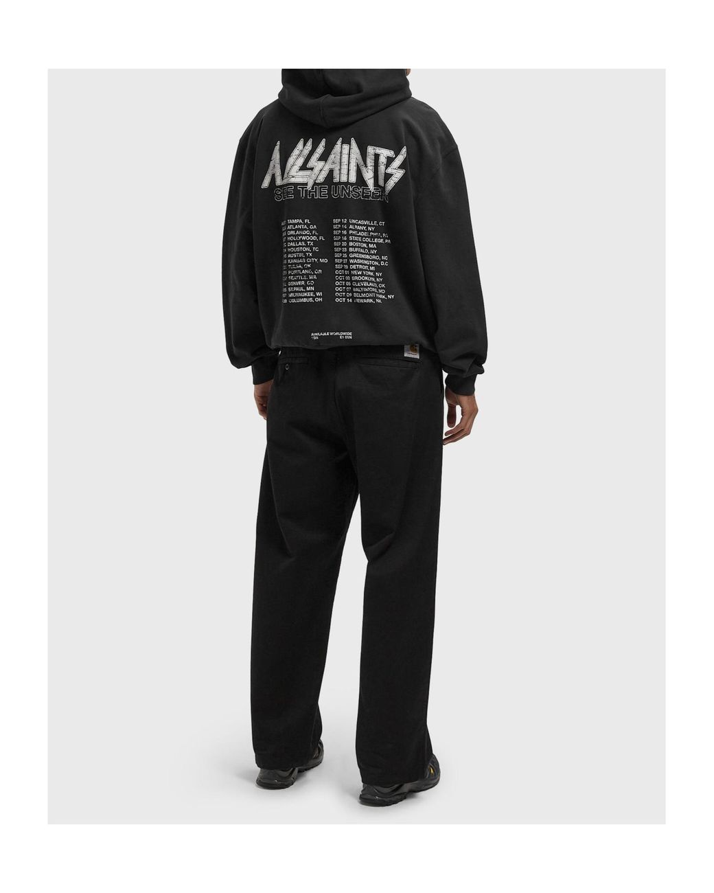 AllSaints Black Chromium Logo Hoodie for men
