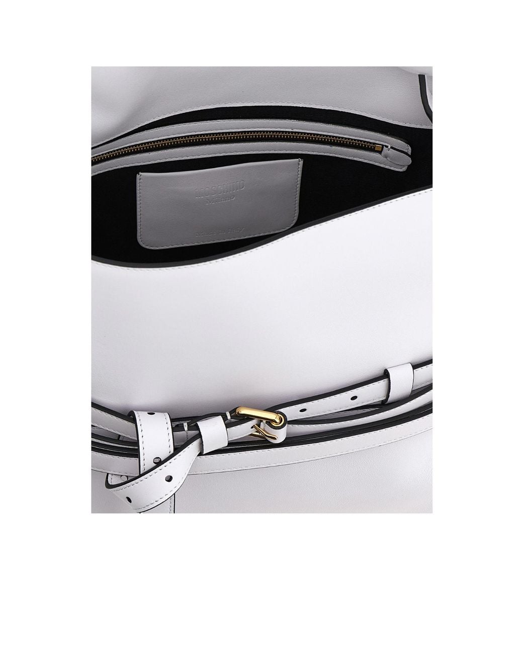 Moschino White Logo Embossed Shoulder Bag