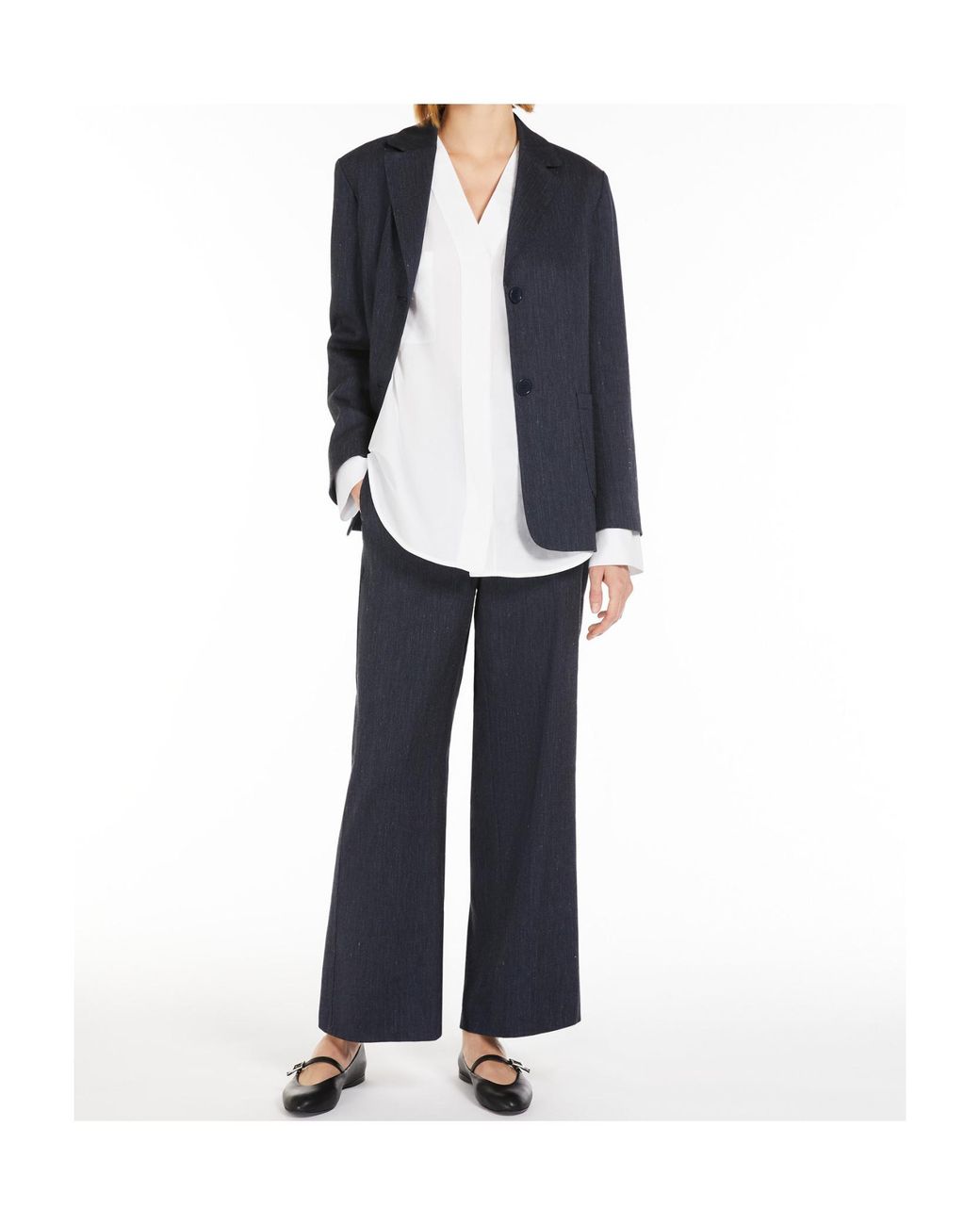 Max Mara Blue 'S Derna Single-Breasted Long-Sleeved Jacket