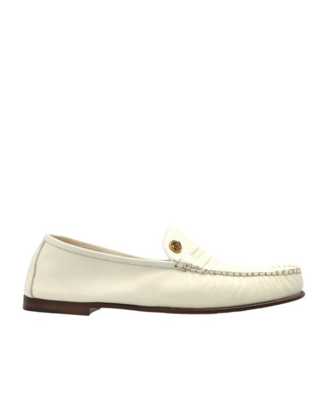 Versace Natural Guanto Penny Loafers Flat Shoes
