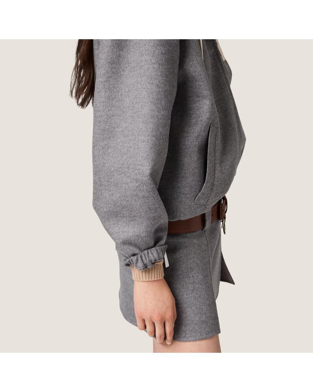 Miu Miu Black Double Cashmere And Wool Hoodie Jacket