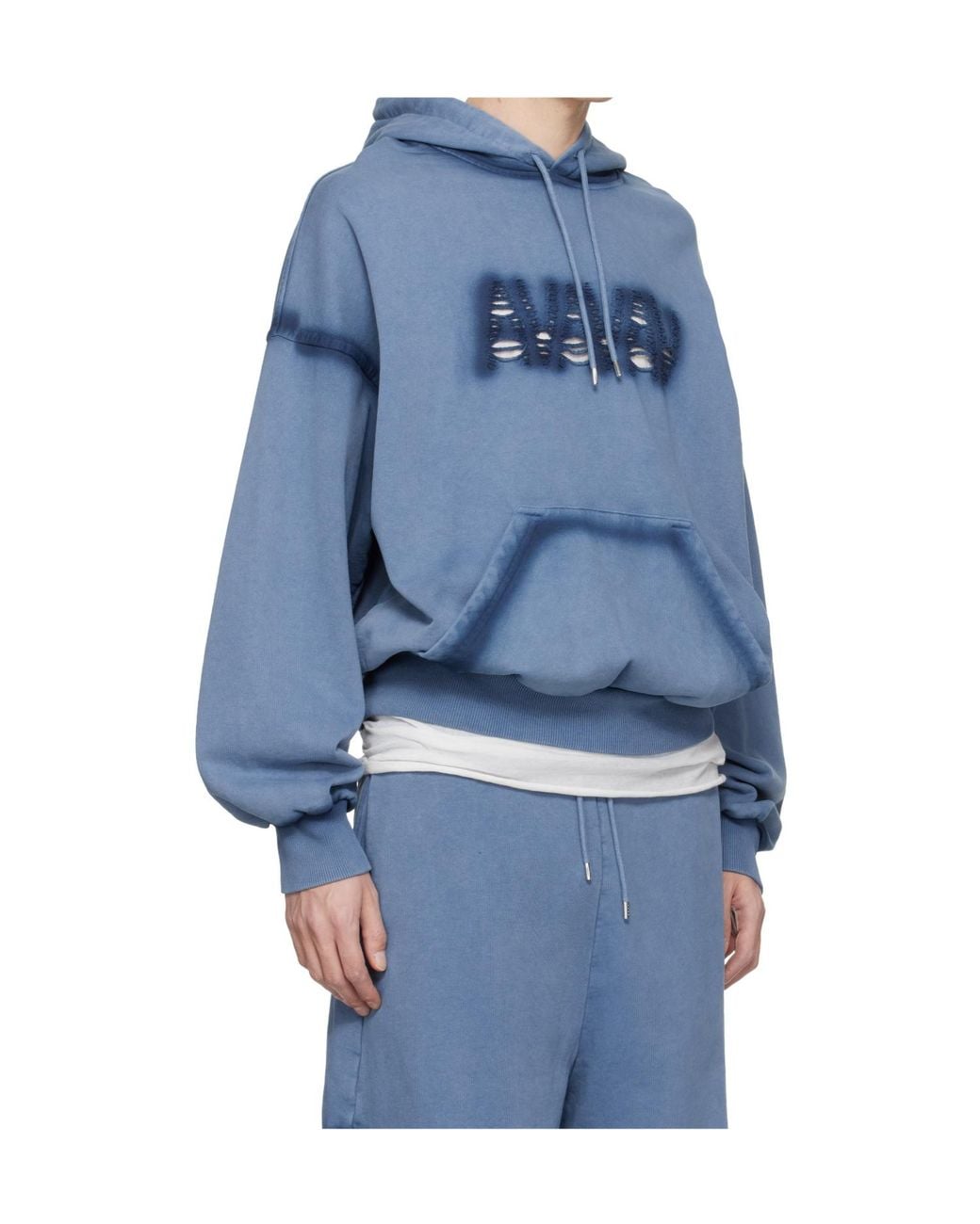 AVAVAV Blue Distressed Hoodie for men