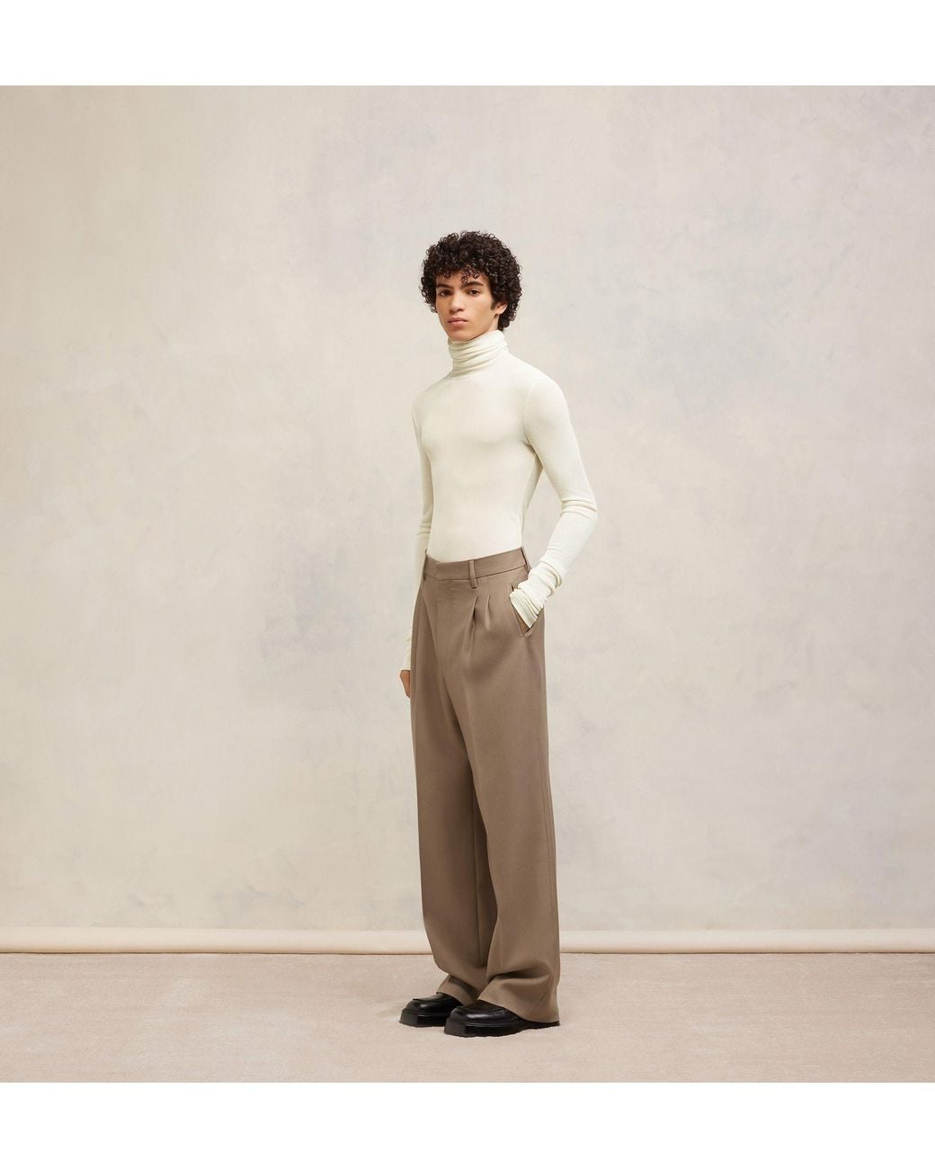 AMI White Semi-Sheer Roll-Neck Ribbed-Knit Jumper for men