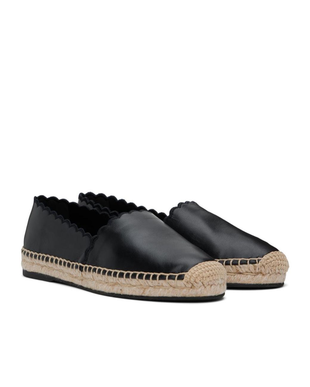 Chloé Black Chloé Slip-On Scalloped Edges Flat Shoes
