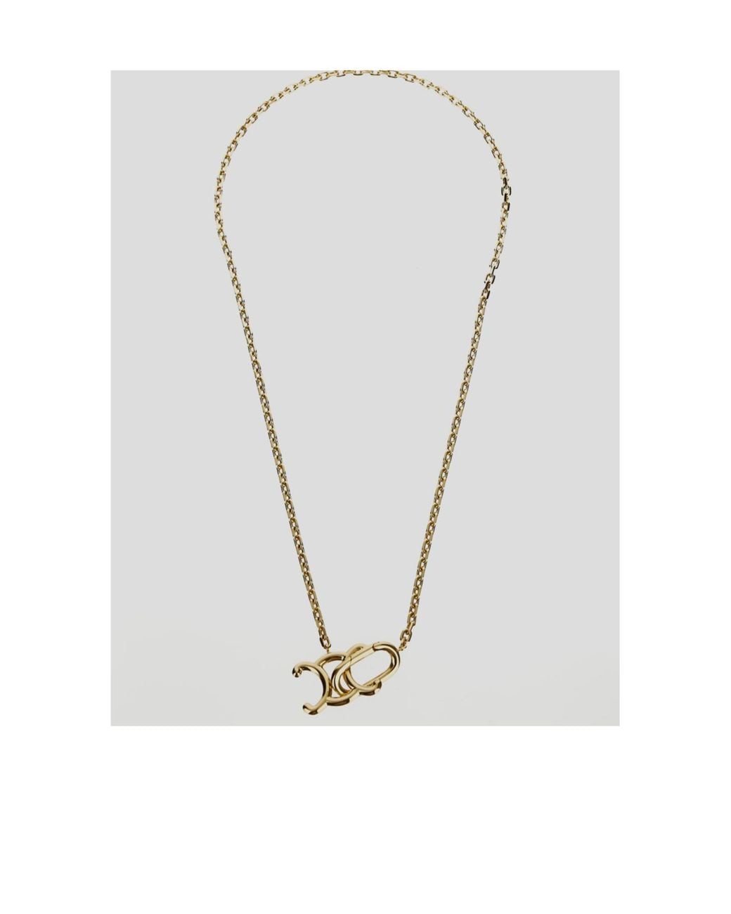 Céline Metallic Triomphe Lock Necklace
