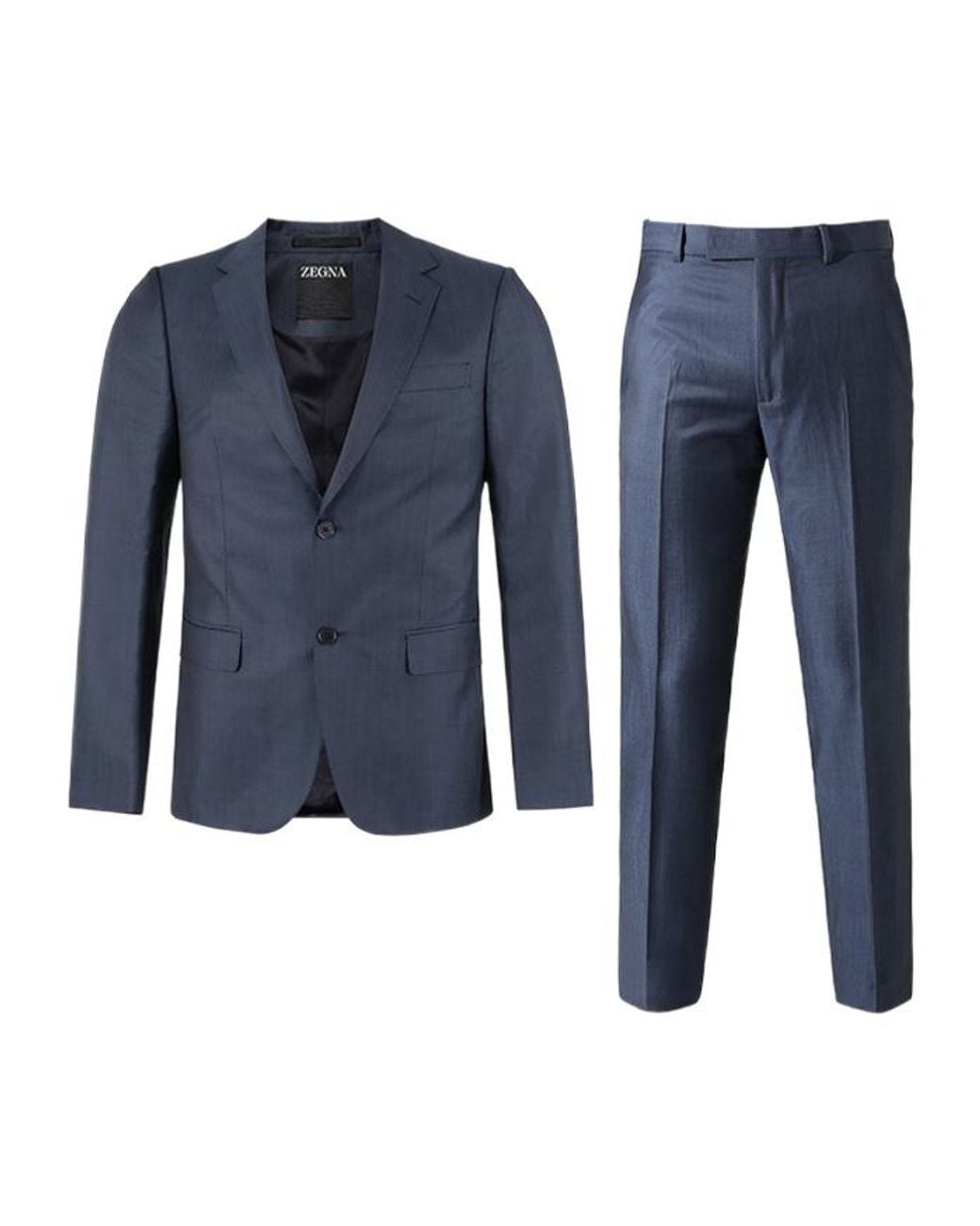 Zegna Blue Single-Breasted Two-Piece Suit for men