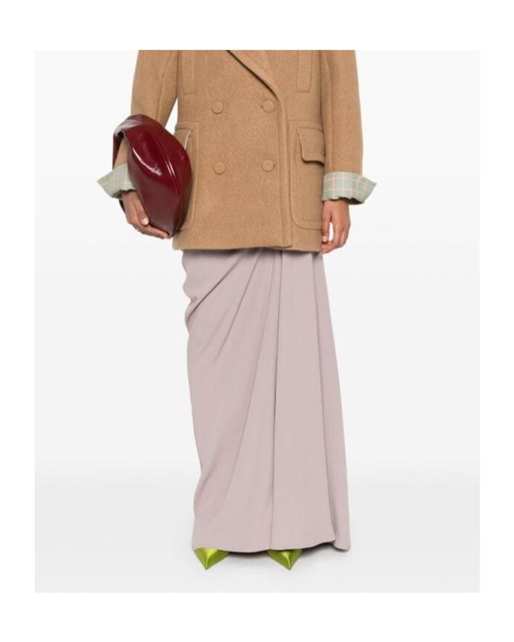 Dries Van Noten Purple Ruched High-Low Waist Skirt