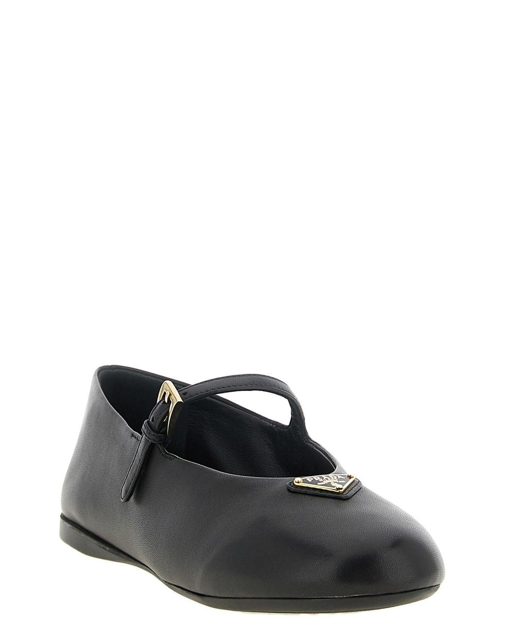Prada Black Round-Toe Ballet Flats