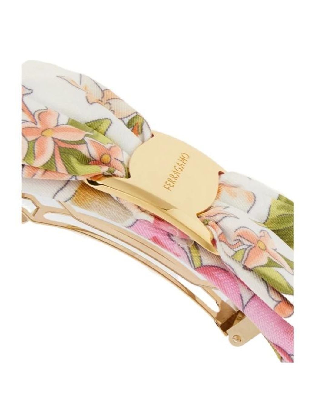 Ferragamo Metallic Spring Print Vara Bow Hair Clip