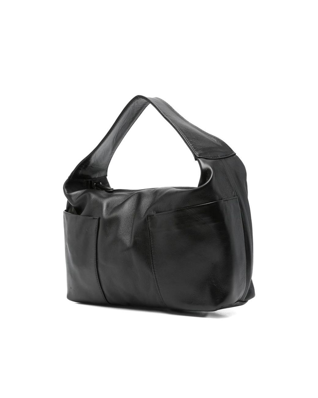GIMAGUAS Black Leather Mini Sacco Shoulder Bag