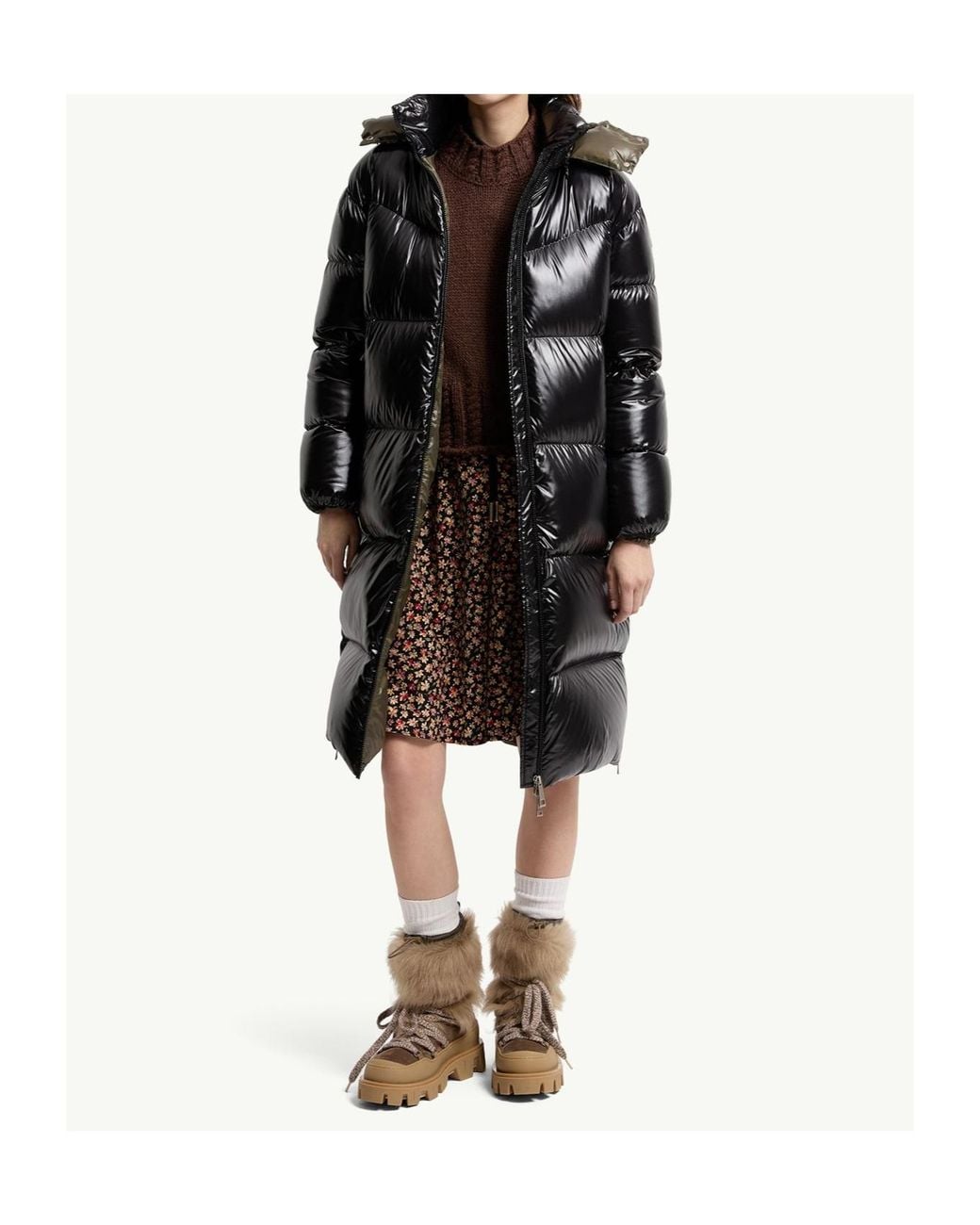 Moncler Black Harfang Hooded Long Padded Coat