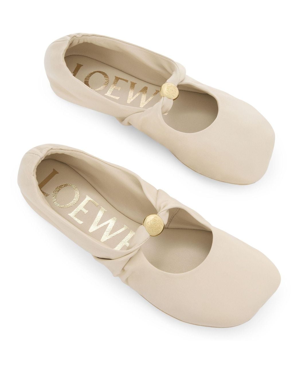 Loewe Natural Metal Logo Ballet Shoes