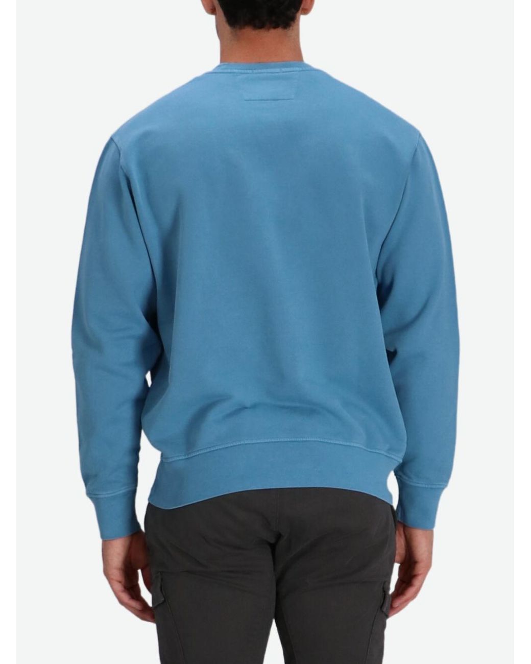 C P Company Blue Embroidered Crew-Neck Sweatshirt for men