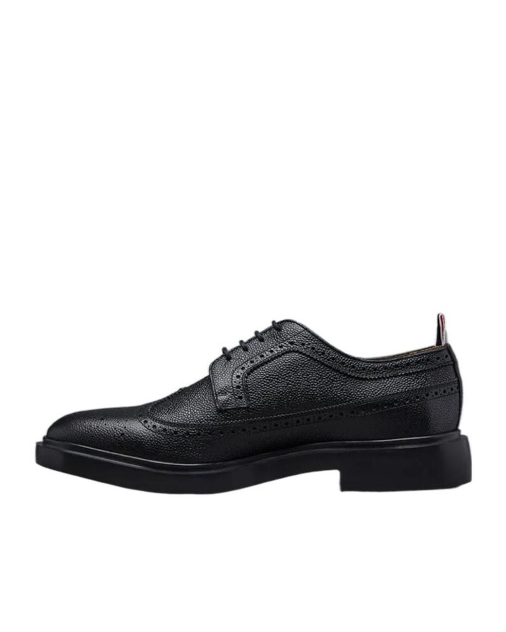 Thom Browne Black Longwing Almond-Toe Derby Shoes for men
