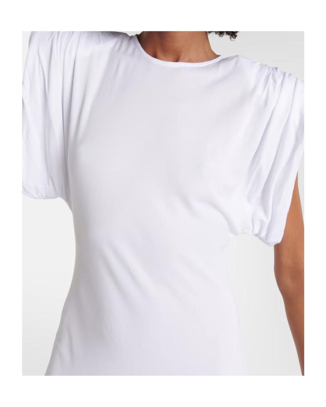 Wardrobe NYC White Ruched Jersey Midi Dress