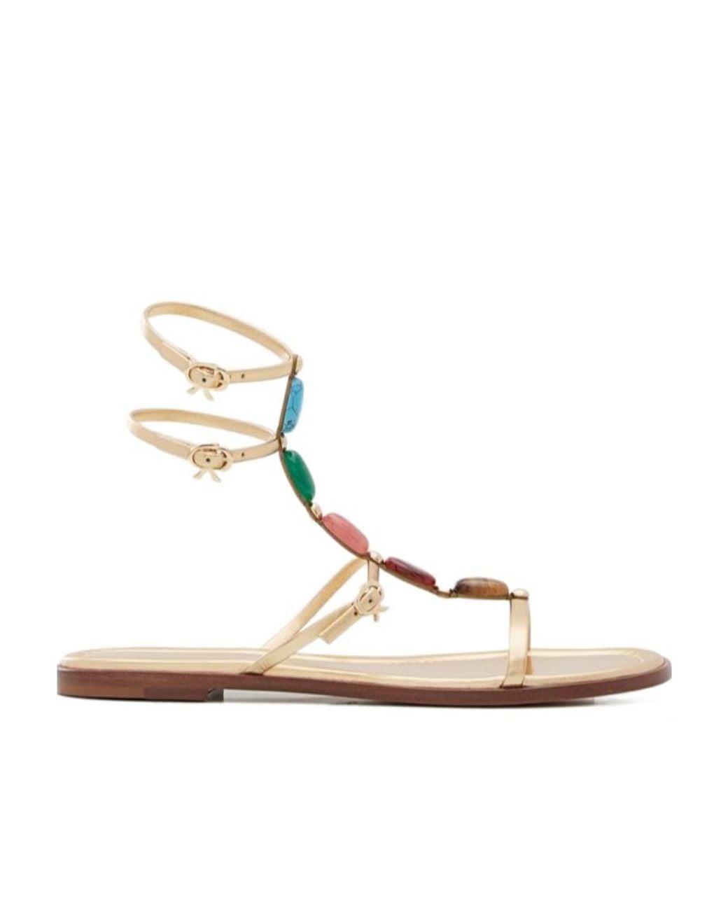 Gianvito Rossi Metallic Shanti Embellished Flat Sandals