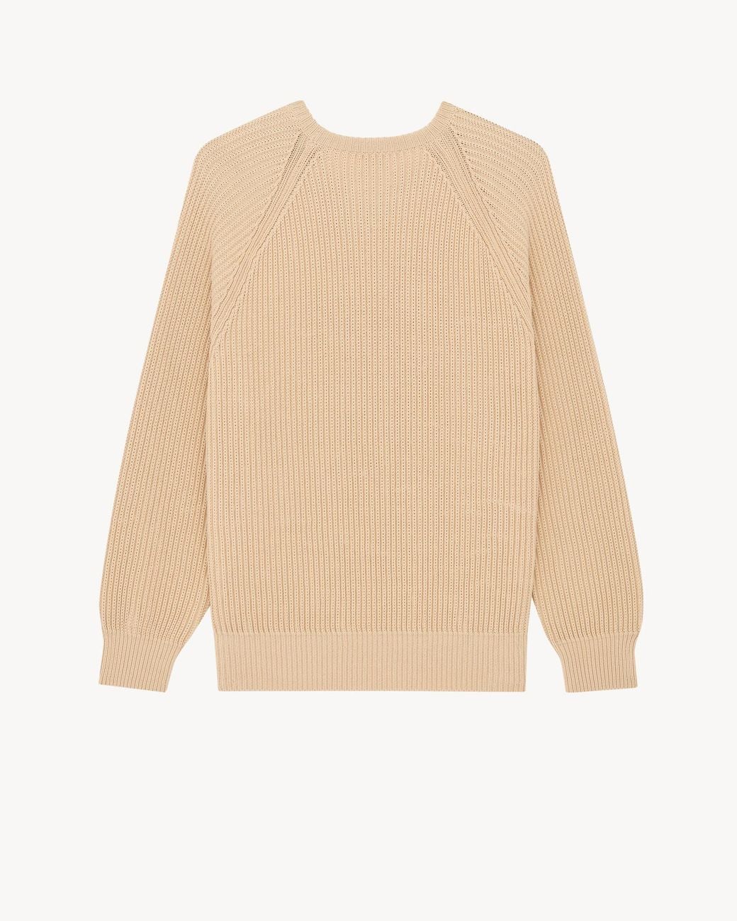 Saint Laurent Natural Crewneck Ribbed-Knit Jumper