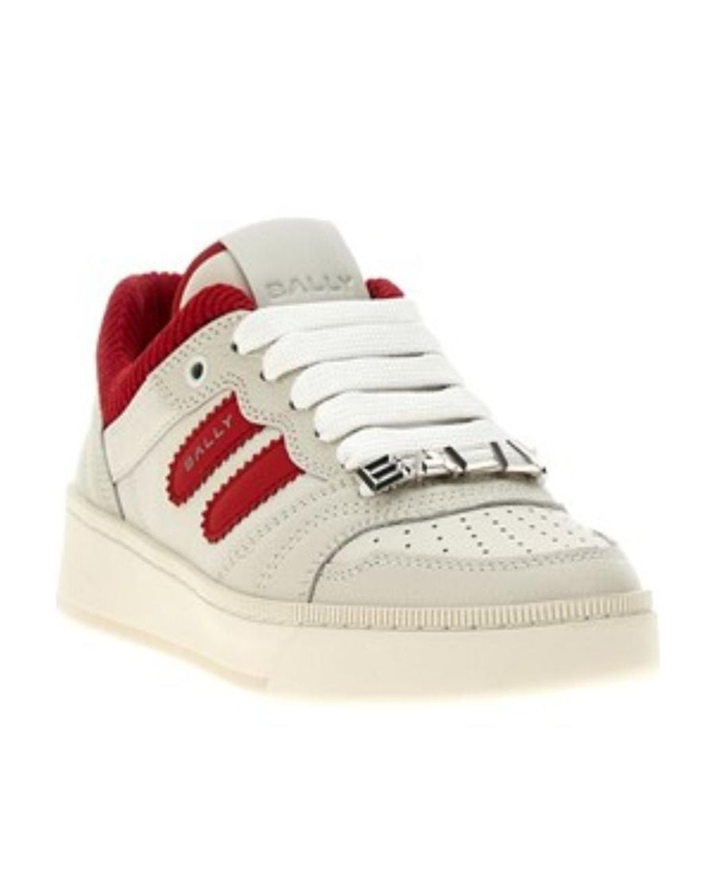 Bally Red Round Toe Lace-Up Sneakers for men