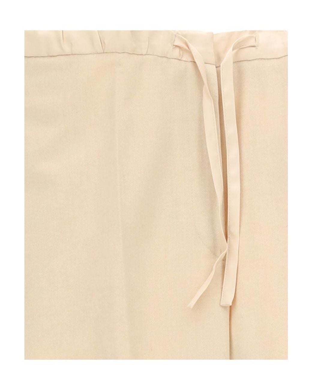 Jil Sander Natural High-Waist Drawstring Cropped Trousers