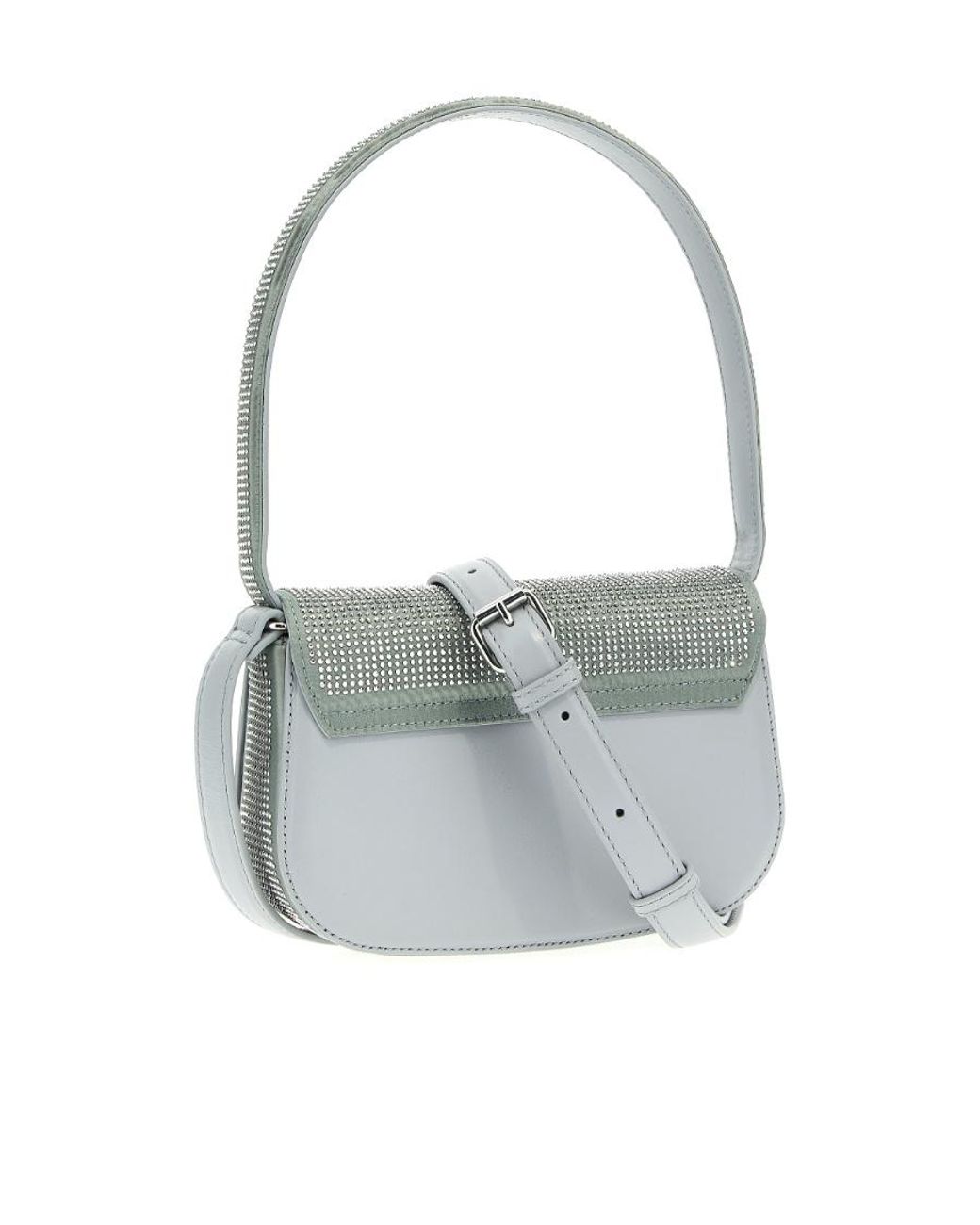 DIESEL 1Dr Logo Plaque Embellished Shoulder Bag in Gray | Lyst