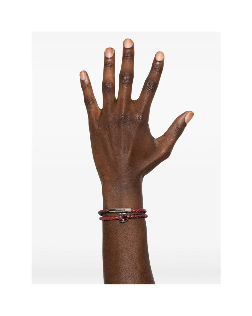 Ferragamo White Ferragamo Gancini Braided Double-Wrap Bracelet for men