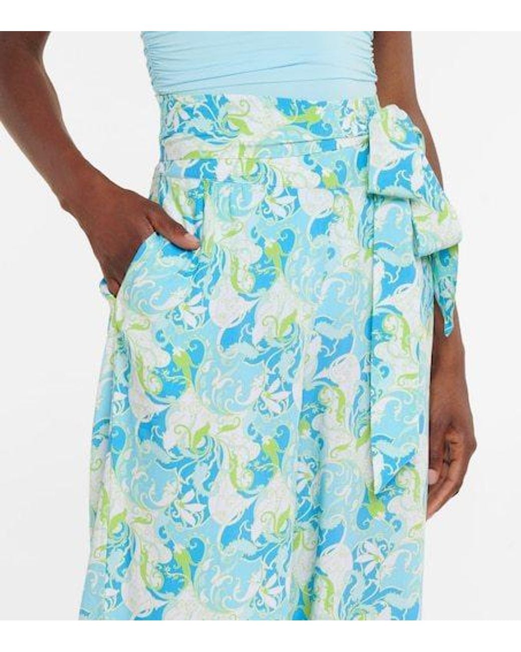 Melissa Odabash Blue Natasha Printed Wide-Leg Pants