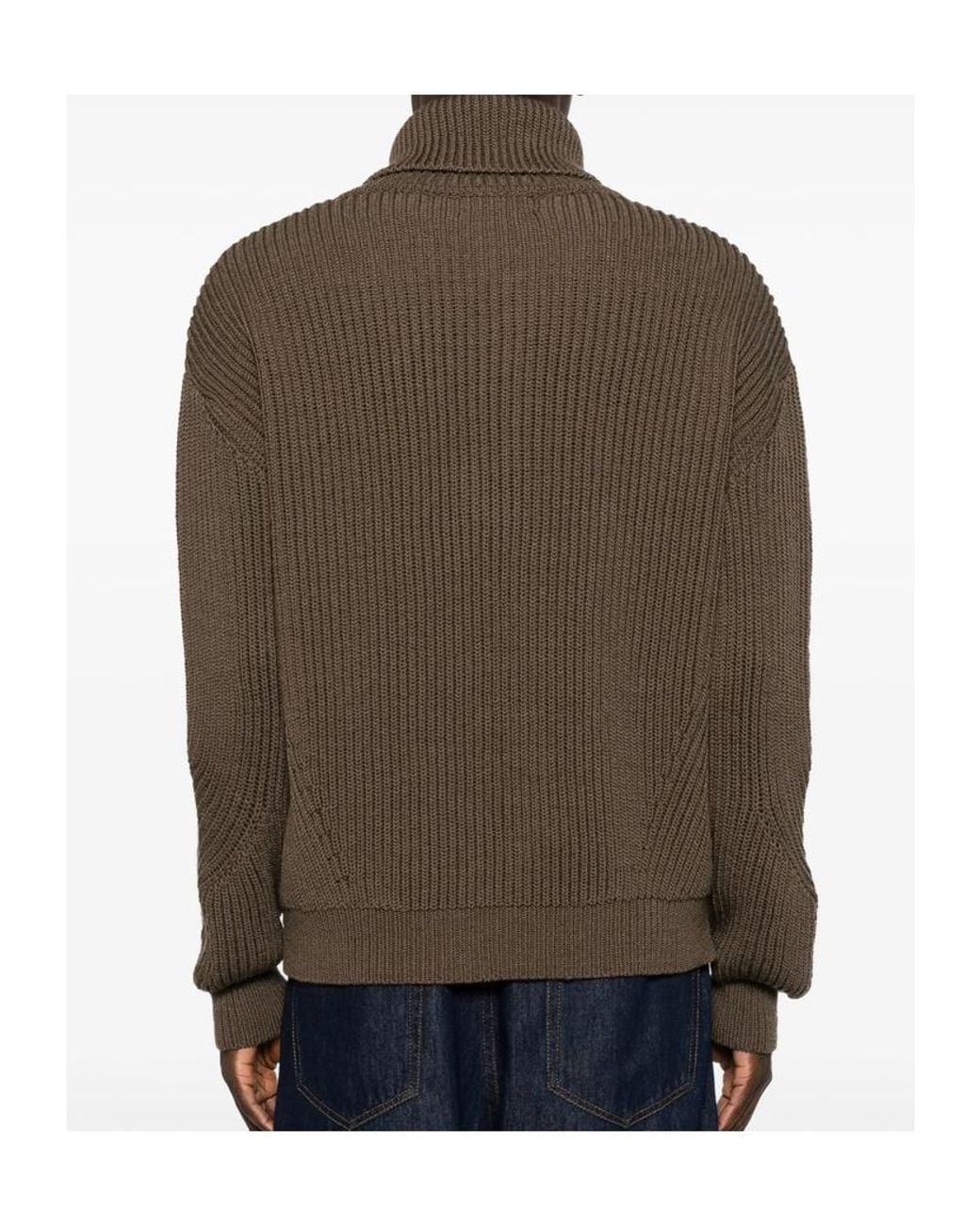 Dries Van Noten Brown Long-Sleeved Sweater for men