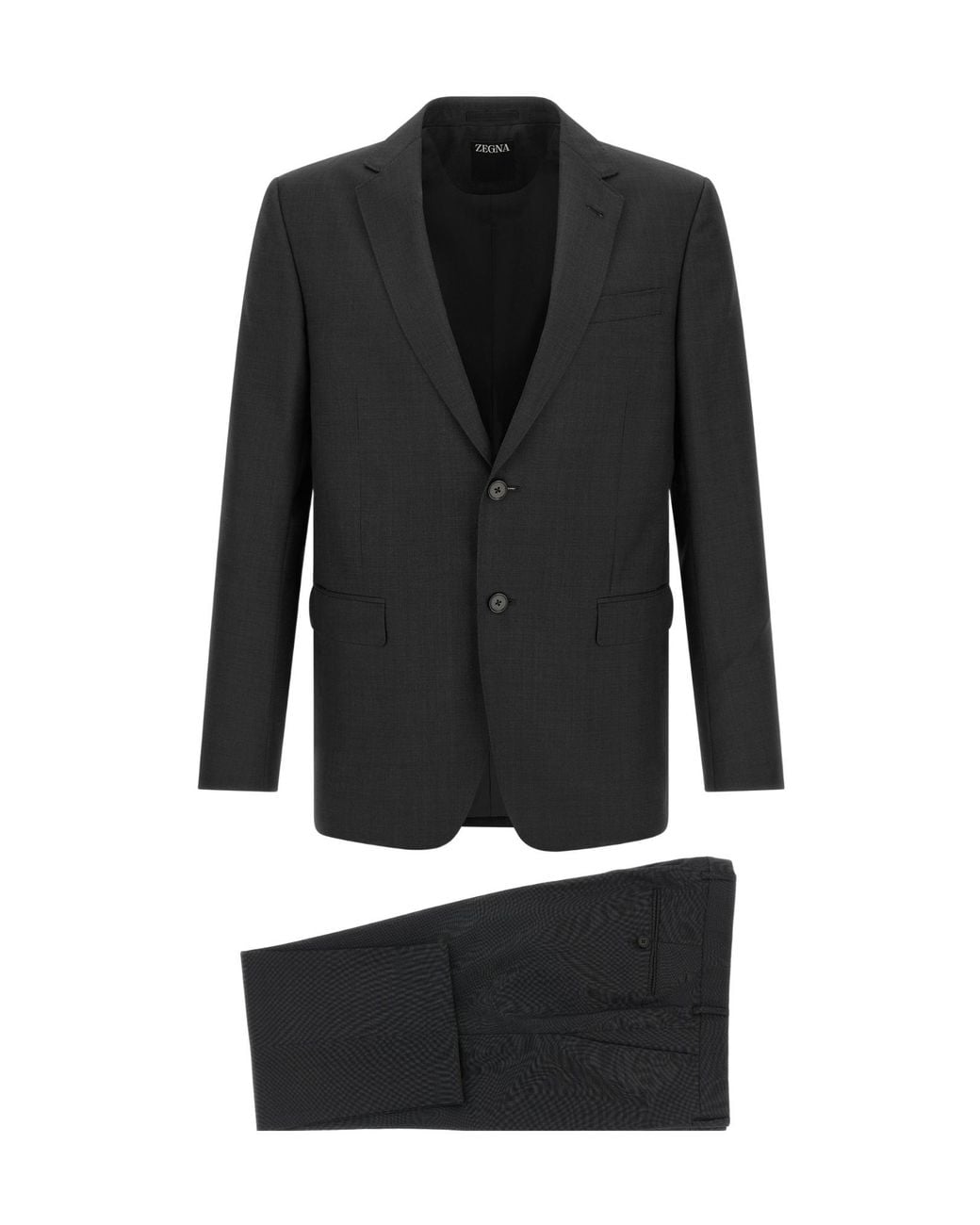 Zegna Black Single-Breasted Two-Piece Tailored Suit for men
