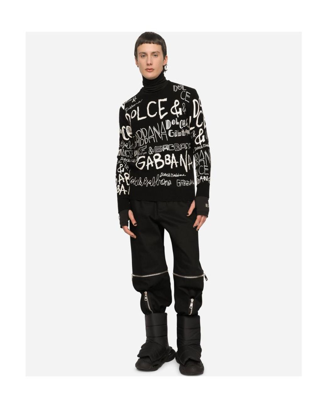 Dolce & Gabbana Black Logo-Detail Crew-Neck Jumper for men