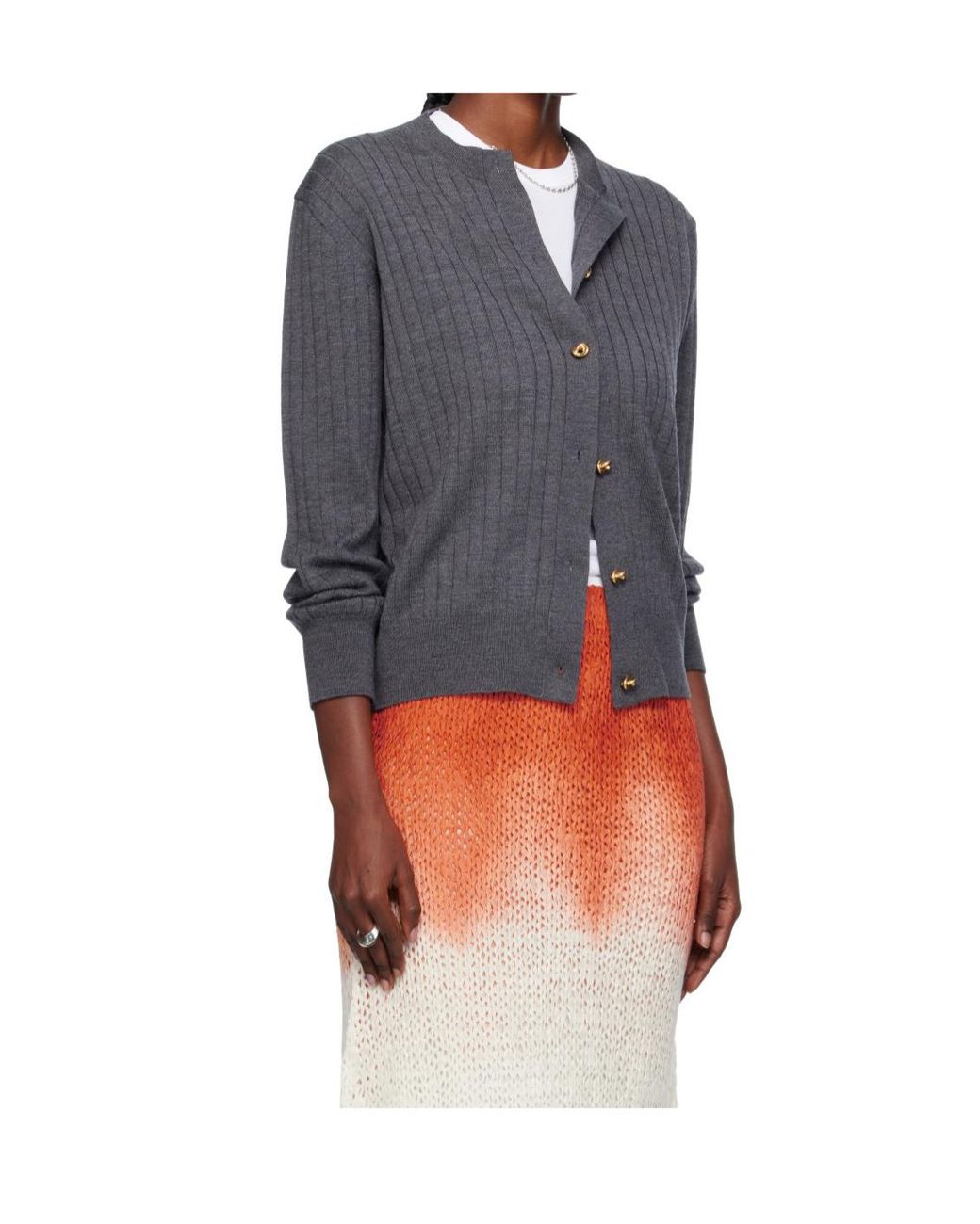 Bottega Veneta Gray Ribbed Cardigan