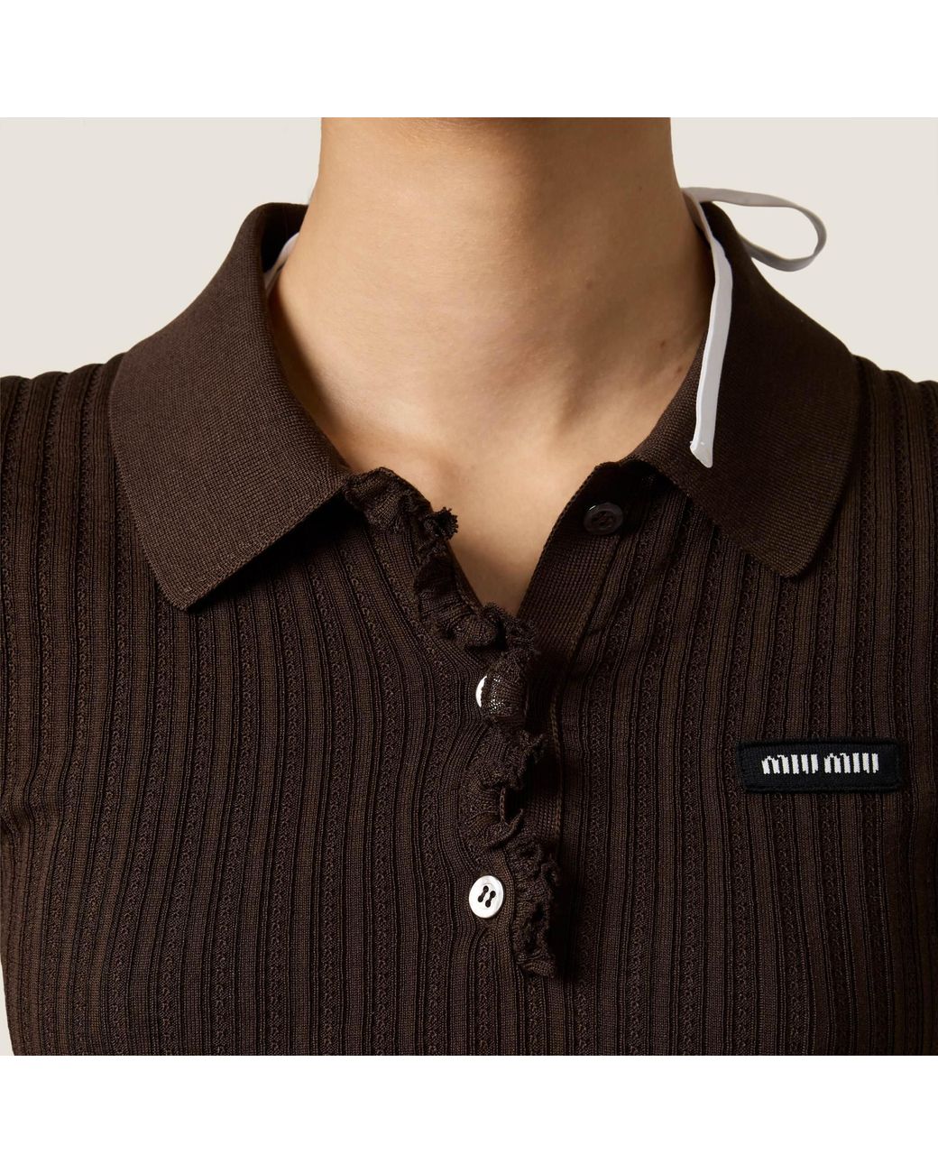 Miu Miu Black Silk Knit Polo Shirt