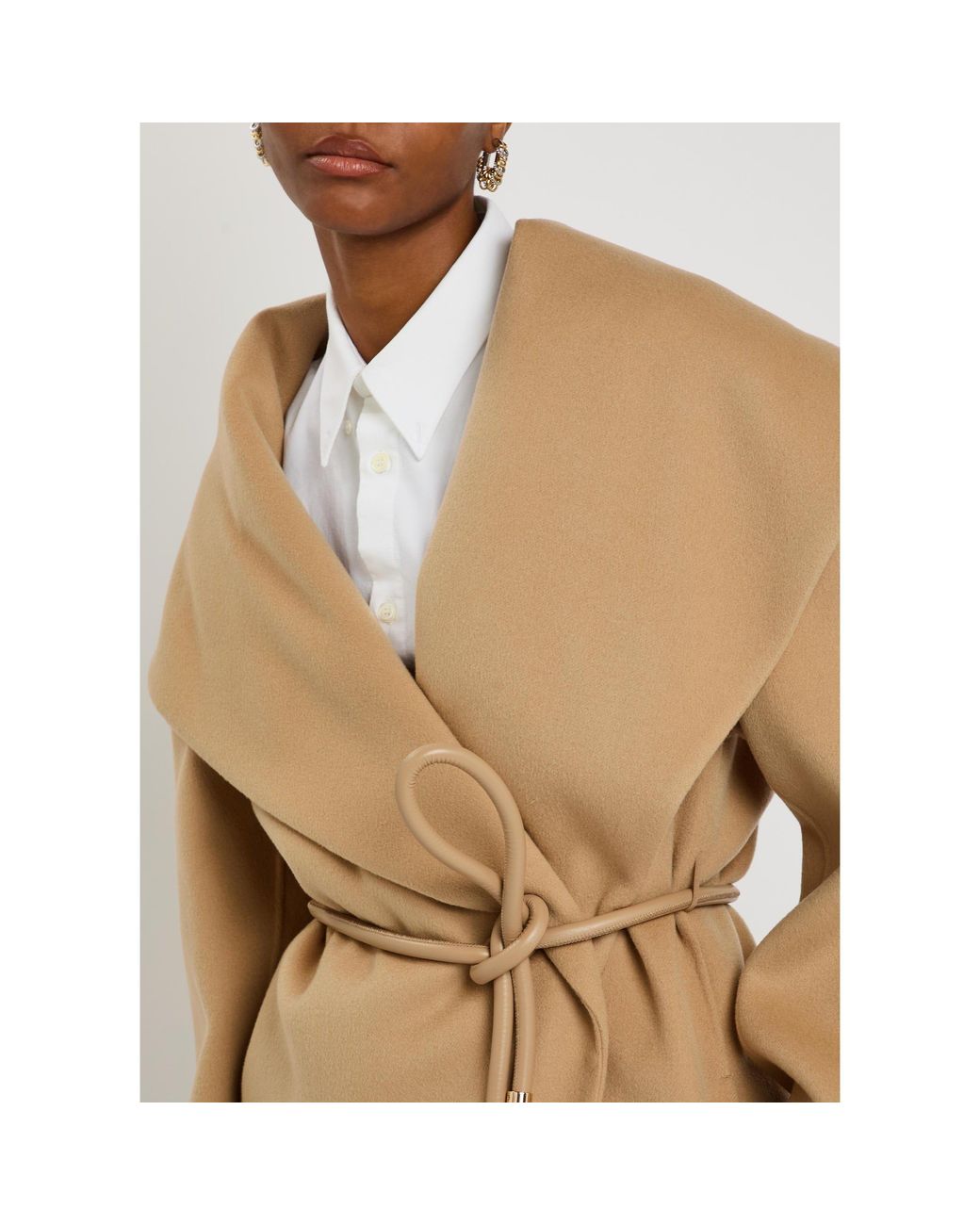 Sportmax Natural Wool Belted Oversized-Fit Overcoat