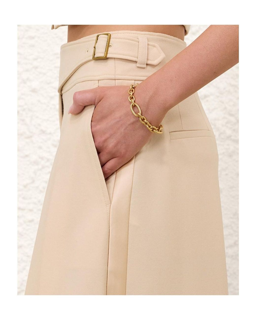 Zimmermann Natural Valiant Pleated Wide-Leg Pants