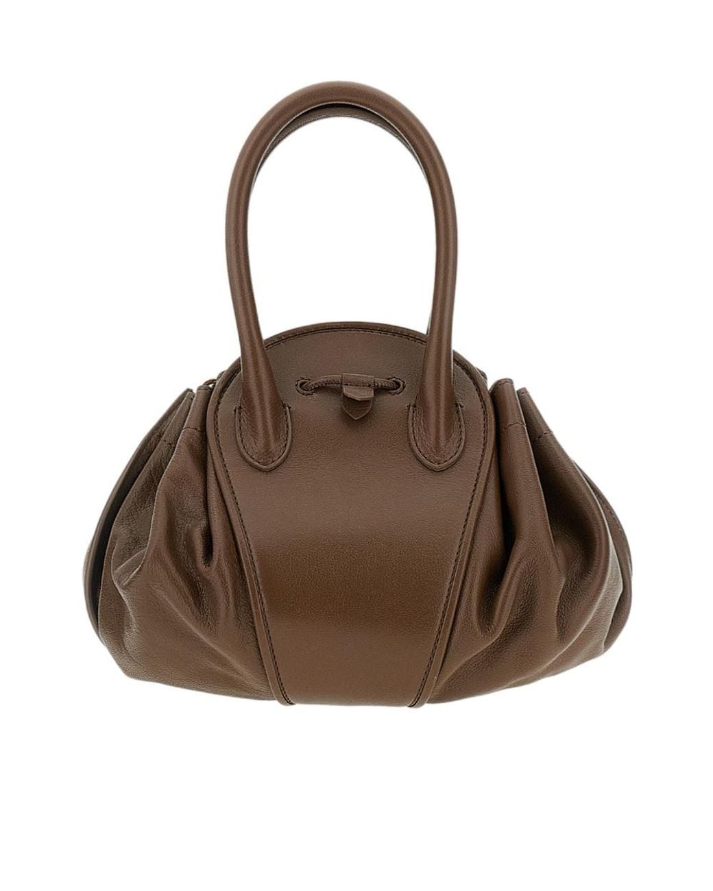 Marni Brown Logo Stamped Tulipea Small Handbag