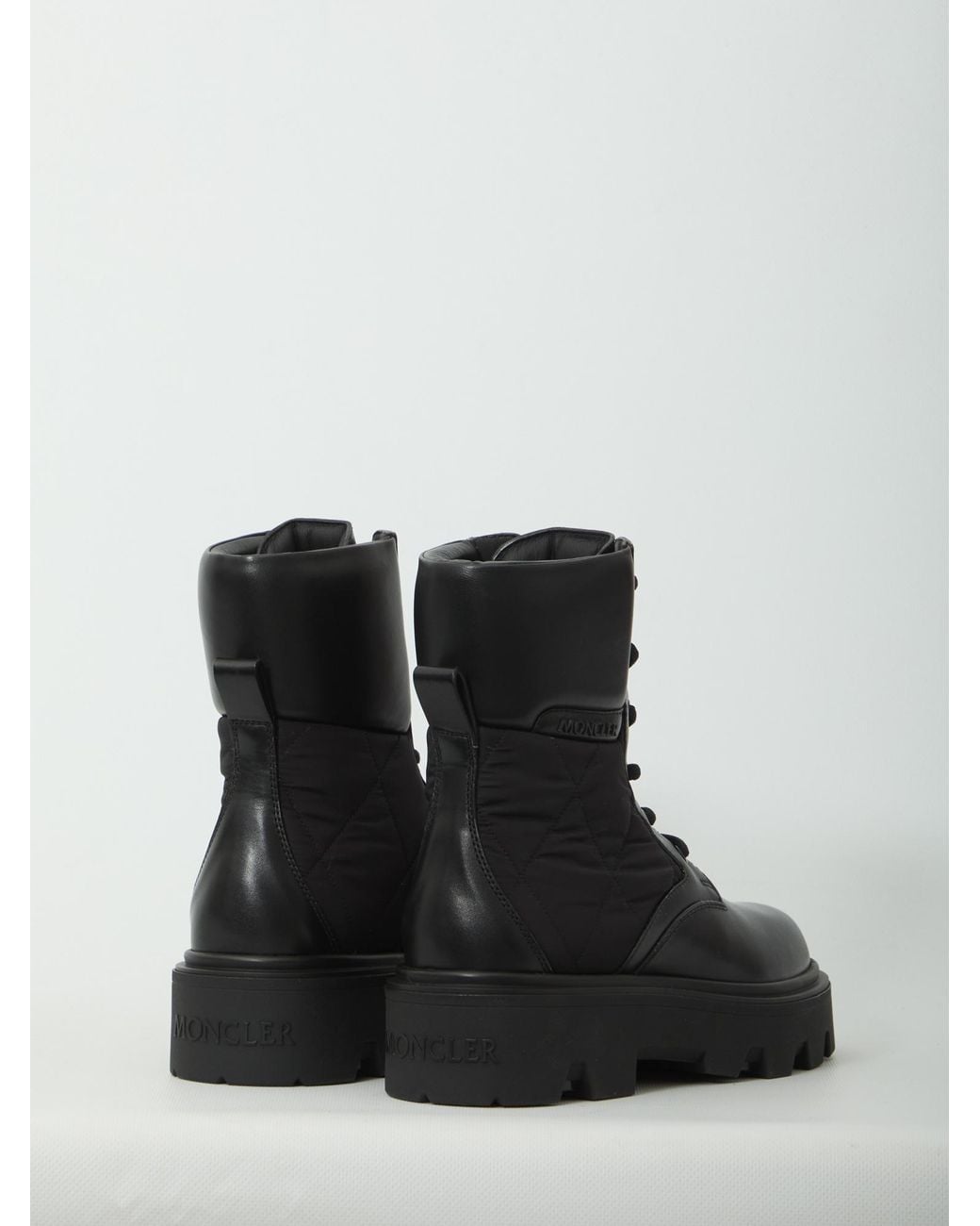 Moncler Black Aurea Logo Lace-Up Boots