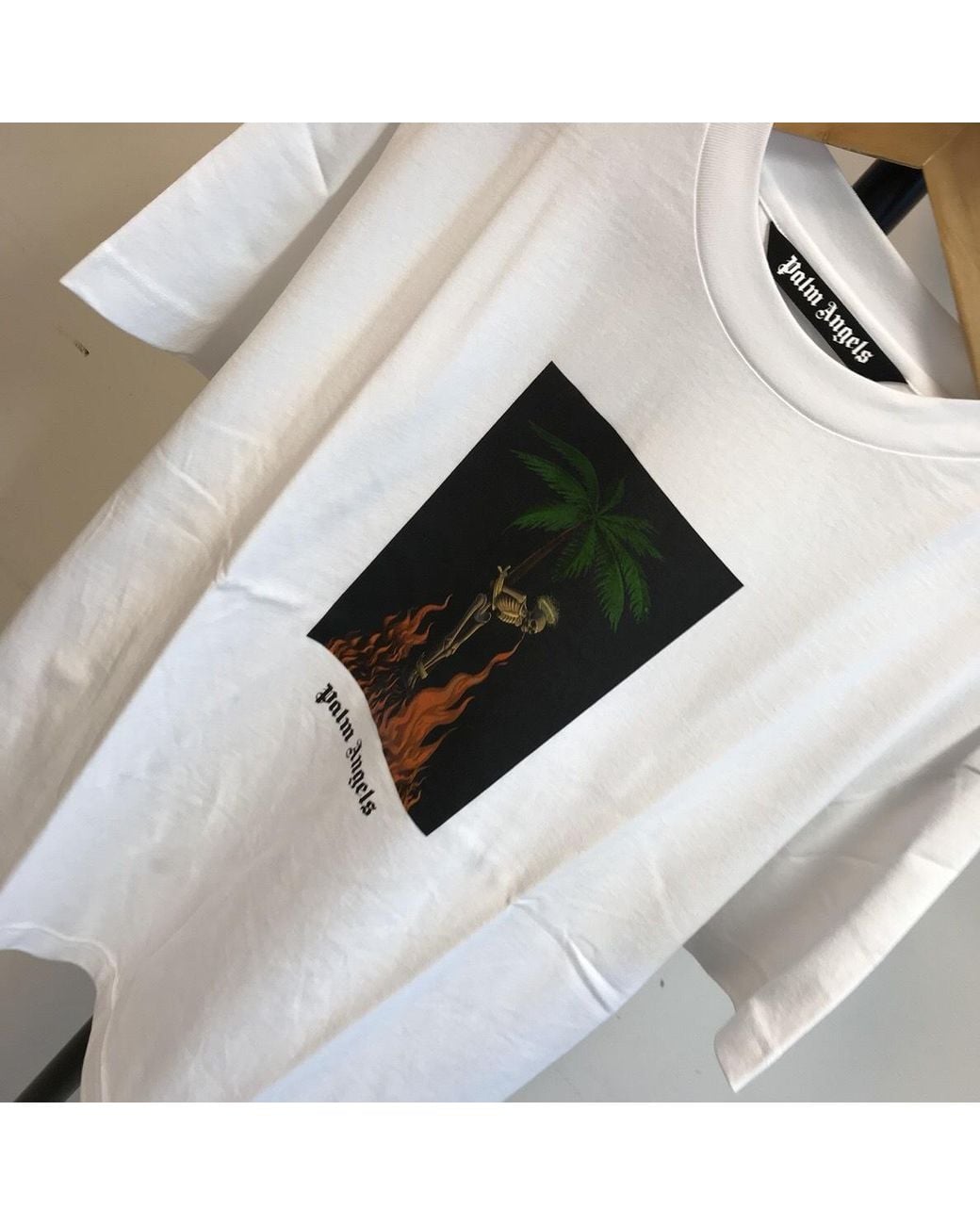 Palm Angels White Logo Skull Printed T-Shirt for men