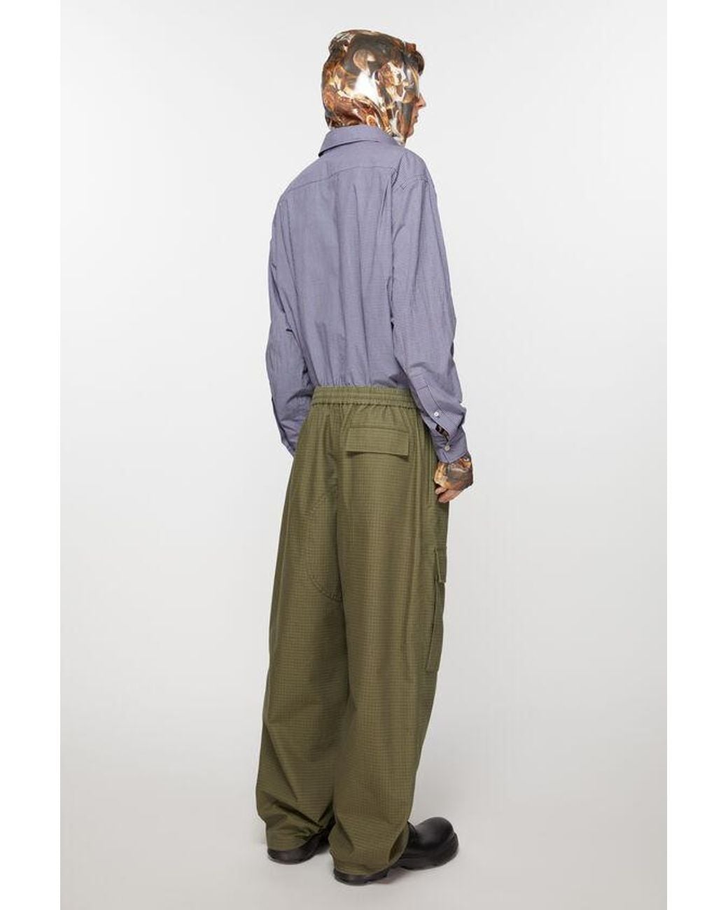 Acne Green Logo Embroidered Straight Leg Trousers for men