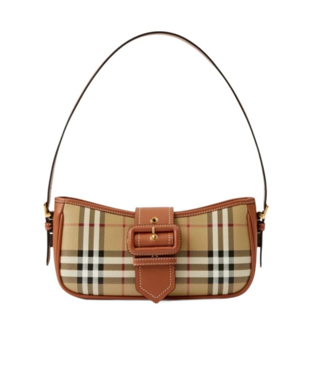 Burberry Brown Sling Vintage Check Buckle-Detailed Shoulder Bag