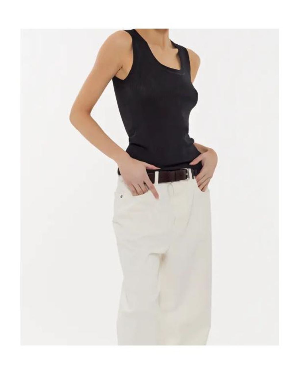 P.A.R.O.S.H. Brown Cipria26 Ribbed Tank Top