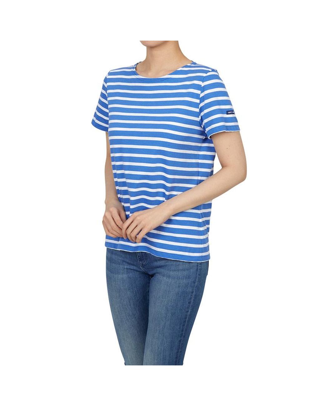Saint James Blue Striped Graphic T-Shirt