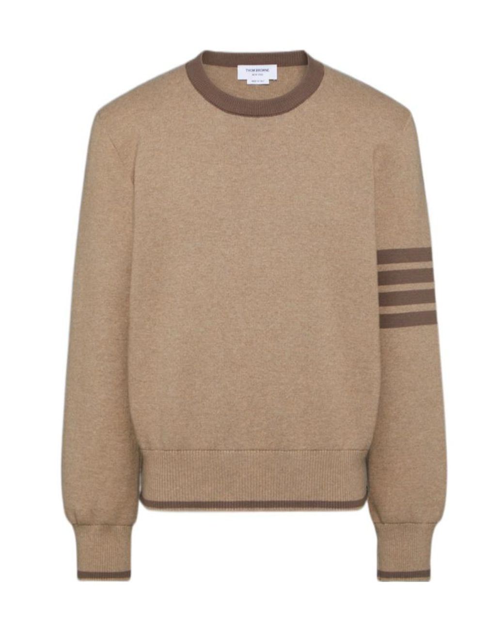 Thom Browne Brown 4-Bar Stripe Detailed Knitted Jumper for men
