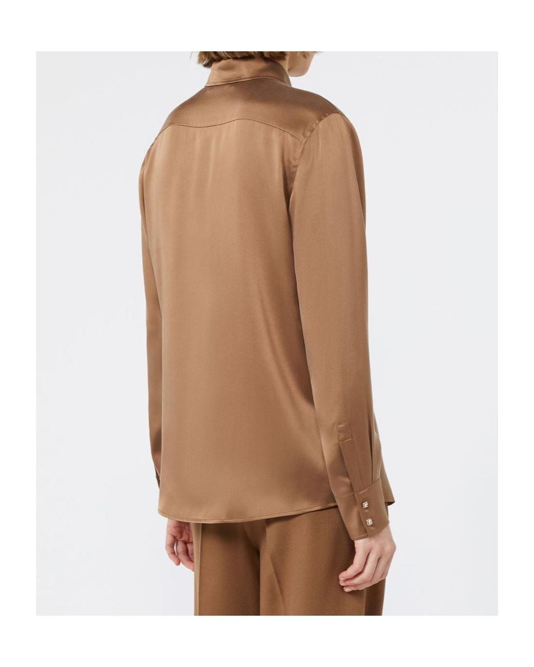Max Mara Brown Studio Mannish Satin Shirt