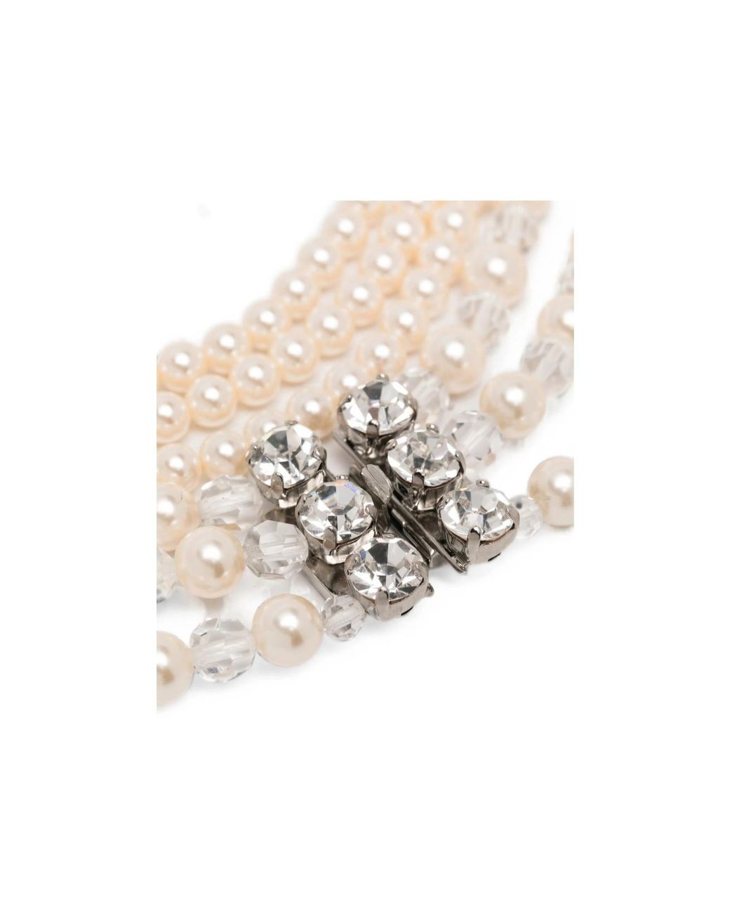 Alessandra Rich White Bijoux Triple-Strand Necklace