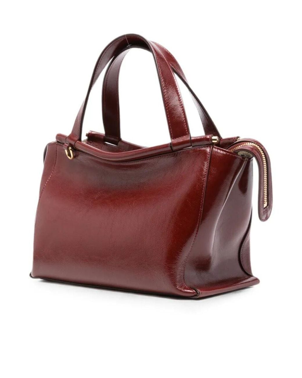 Wandler Brown Patent-Finish Leather Tote Bag