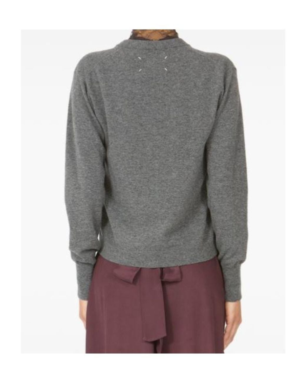 Maison Margiela Gray Long-Sleeved V-Neck Cardigan